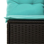2-tlg. Garten-Sofagarnitur mit Kissen Schwarz Poly Rattan
