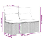 2-tlg. Garten-Sofagarnitur mit Kissen Schwarz Poly Rattan