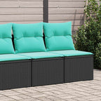 2-tlg. Garten-Sofagarnitur mit Kissen Schwarz Poly Rattan