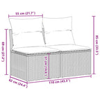 2-tlg. Garten-Sofagarnitur mit Kissen Grau Poly Rattan Akazie