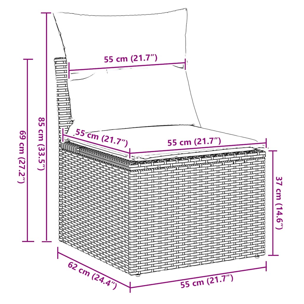 2-tlg. Garten-Sofagarnitur mit Kissen Braun Poly Rattan Akazie
