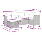 6-tlg. Garten-Sofagarnitur mit Kissen Grau Poly Rattan