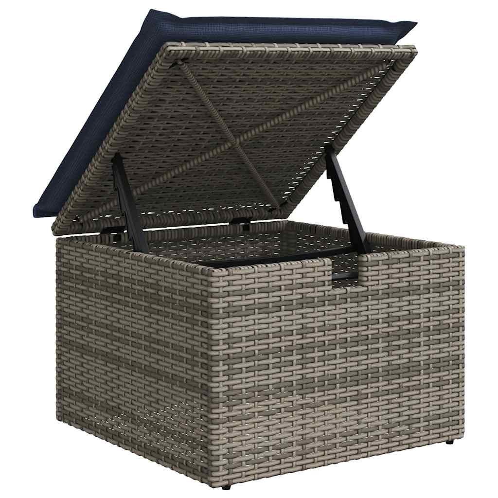 7-tlg. Garten-Sofagarnitur mit Kissen Grau Poly Rattan