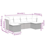 6-tlg. Garten-Sofagarnitur mit Kissen Schwarz Poly Rattan