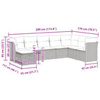 8-tlg. Garten-Sofagarnitur mit Kissen Schwarz Poly Rattan