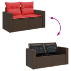 7-tlg. Garten-Sofagarnitur mit Kissen Braun Poly Rattan