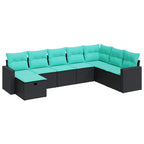 8-tlg. Garten-Sofagarnitur mit Kissen Schwarz Poly Rattan