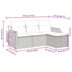 4-tlg. Garten-Sofagarnitur mit Kissen Grau Poly Rattan