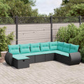 8-tlg. Garten-Sofagarnitur mit Kissen Schwarz Poly Rattan