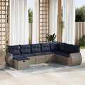 8-tlg. Garten-Sofagarnitur mit Kissen Grau Poly Rattan