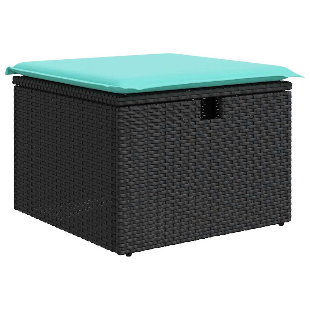 8-tlg. Garten-Sofagarnitur mit Kissen Schwarz Poly Rattan