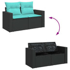 6-tlg. Garten-Sofagarnitur mit Kissen Schwarz Poly Rattan