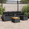 6-tlg. Garten-Sofagarnitur mit Kissen Schwarz Poly Rattan