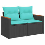 5-tlg. Garten-Sofagarnitur mit Kissen Schwarz Poly Rattan