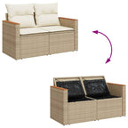 7-tlg. Garten-Sofagarnitur mit Kissen Beige Poly Rattan