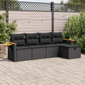 5-tlg. Garten-Sofagarnitur mit Kissen Schwarz Poly Rattan