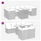 8-tlg. Garten-Sofagarnitur mit Kissen Braun Poly Rattan Akazie