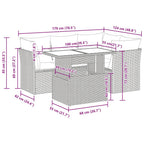 5-tlg. Garten-Sofagarnitur mit Kissen Braun Poly Rattan Akazie