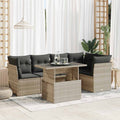 6-tlg. Garten-Sofagarnitur mit Kissen Hellgrau Poly Rattan