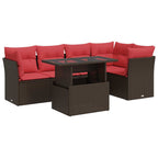 6-tlg. Garten-Sofagarnitur mit Kissen Braun Poly Rattan Akazie