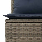 7-tlg. Garten-Sofagarnitur mit Kissen Grau Poly Rattan Akazie