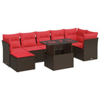 8-tlg. Garten-Sofagarnitur mit Kissen Braun Poly Rattan Akazie