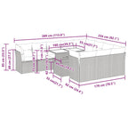 11-tlg. Garten-Sofagarnitur mit Kissen Braun Poly Rattan Akazie