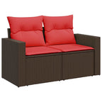 8-tlg. Garten-Sofagarnitur mit Kissen Braun Poly Rattan Akazie