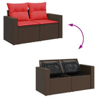 8-tlg. Garten-Sofagarnitur mit Kissen Braun Poly Rattan Akazie