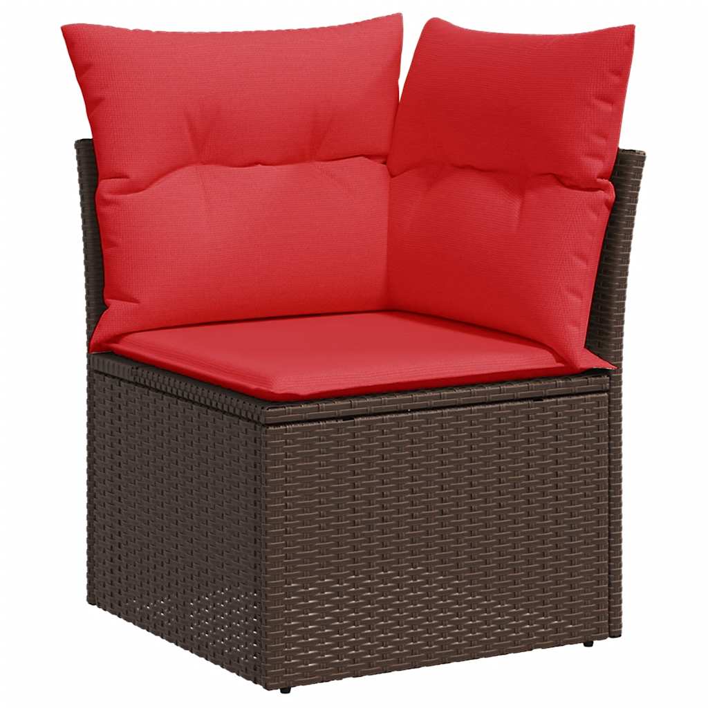 6-tlg. Garten-Sofagarnitur mit Kissen Braun Poly Rattan Akazie