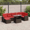 8-tlg. Garten-Sofagarnitur mit Kissen Braun Poly Rattan Akazie