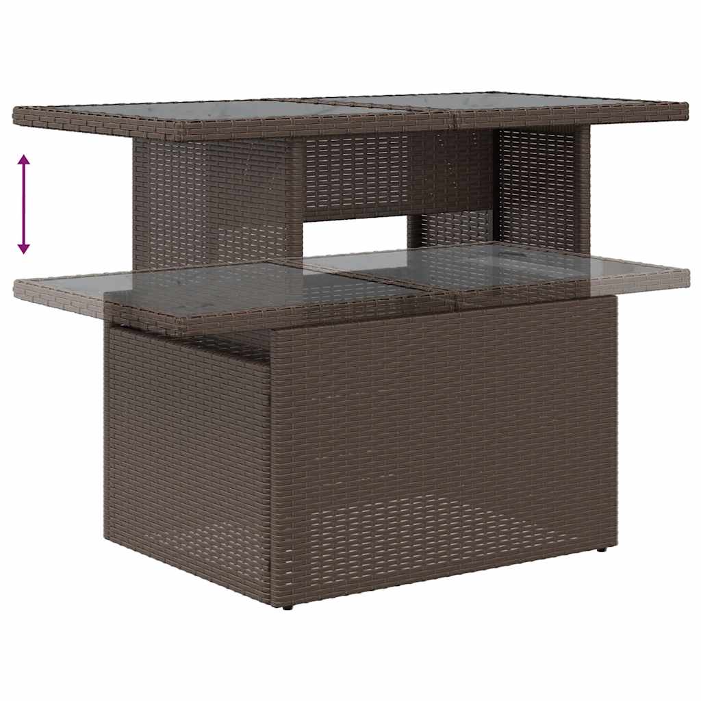 10-tlg. Garten-Sofagarnitur mit Kissen Braun Poly Rattan Akazie
