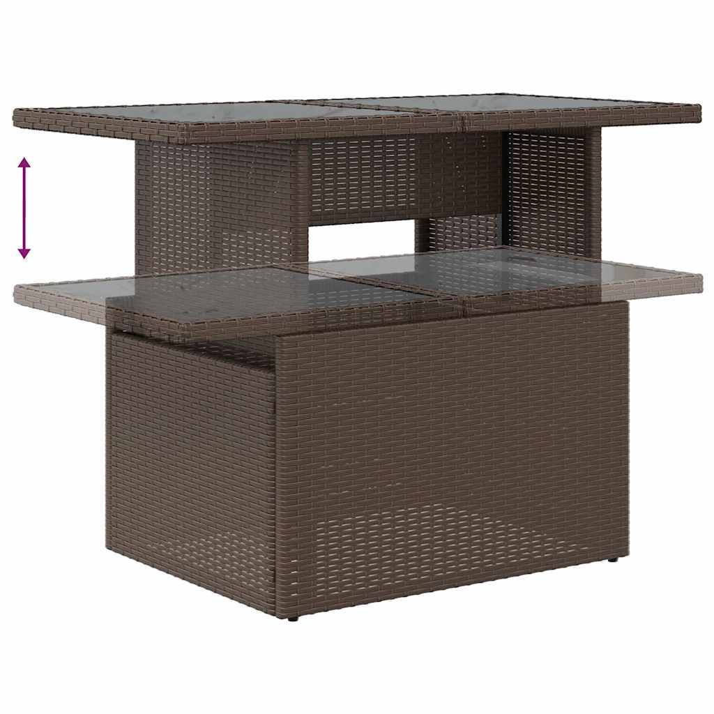 9-tlg. Garten-Sofagarnitur mit Kissen Braun Poly Rattan Akazie