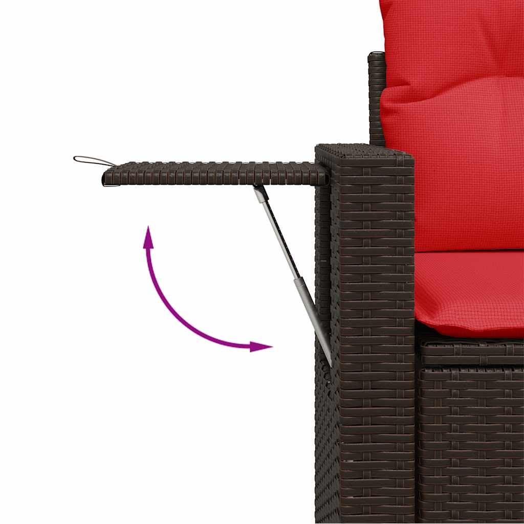 9-tlg. Garten-Sofagarnitur mit Kissen Braun Poly Rattan Akazie