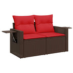 9-tlg. Garten-Sofagarnitur mit Kissen Braun Poly Rattan Akazie