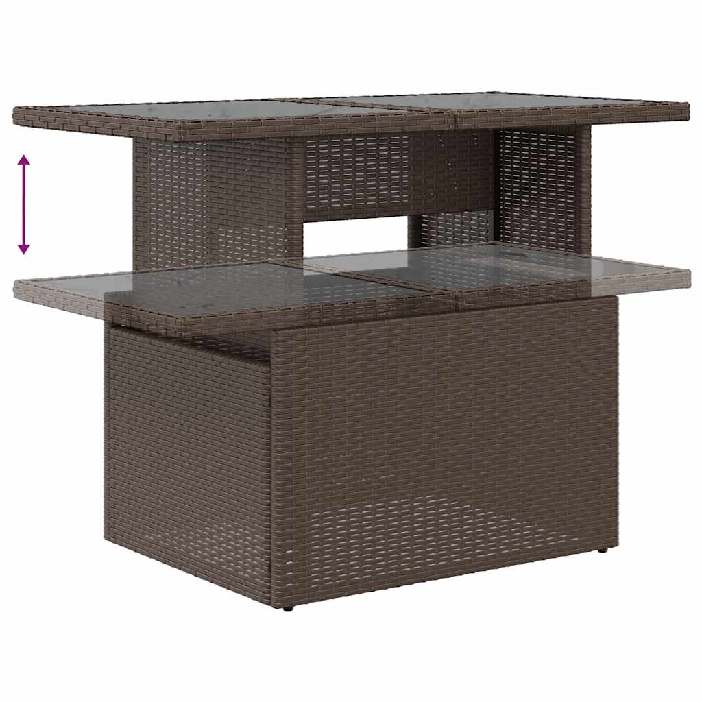 9-tlg. Garten-Sofagarnitur mit Kissen Braun Poly Rattan Akazie