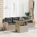 5-tlg. Garten-Sofagarnitur mit Kissen Hellgrau Poly Rattan
