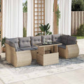 8-tlg. Garten-Sofagarnitur mit Kissen Beige Poly Rattan