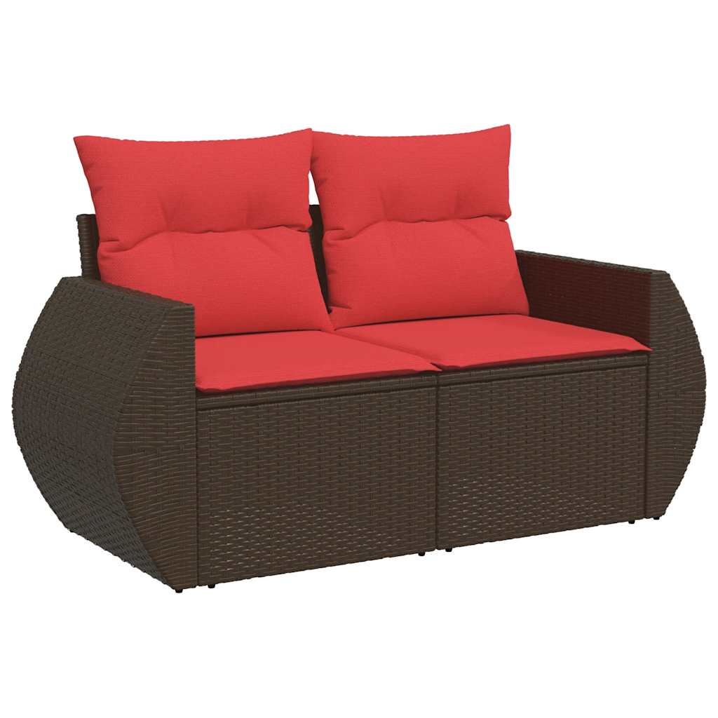 9-tlg. Garten-Sofagarnitur mit Kissen Braun Poly Rattan Akazie