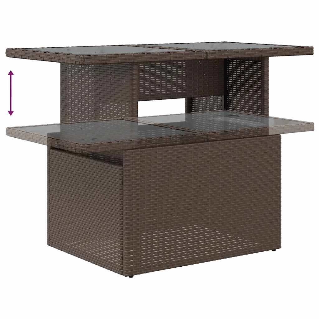 9-tlg. Garten-Sofagarnitur mit Kissen Braun Poly Rattan Akazie
