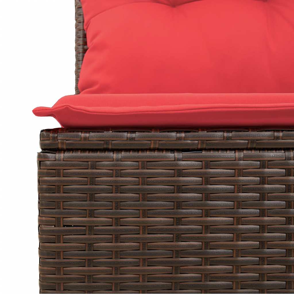 9-tlg. Garten-Sofagarnitur mit Kissen Braun Poly Rattan Akazie