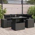 5-tlg. Garten-Sofagarnitur mit Kissen Schwarz Poly Rattan