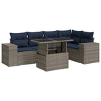 6-tlg. Garten-Sofagarnitur mit Kissen Schwarz Poly Rattan