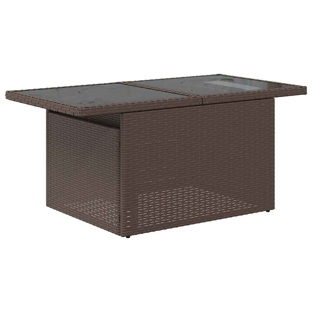 7-tlg. Garten-Sofagarnitur mit Kissen Braun Poly Rattan Akazie