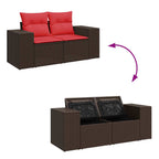 7-tlg. Garten-Sofagarnitur mit Kissen Braun Poly Rattan Akazie
