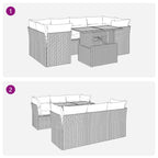 7-tlg. Garten-Sofagarnitur mit Kissen Grau Poly Rattan