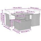 5-tlg. Garten-Sofagarnitur mit Kissen Grau Poly Rattan