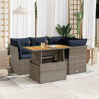 5-tlg. Garten-Sofagarnitur mit Kissen Grau Poly Rattan