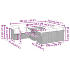 11-tlg. Garten-Sofagarnitur mit Kissen Grau Poly Rattan