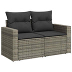 9-tlg. Garten-Sofagarnitur mit Kissen Grau Poly Rattan